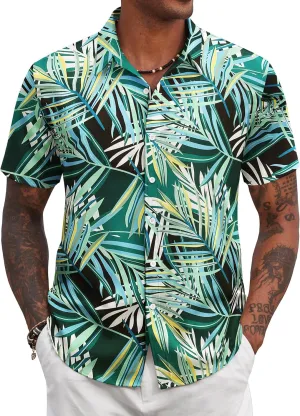 COOFANDY Mens Hawaiian Shirts Short Sleeve Tropical Button Down Shirt Floral Shirt Summer Beach Shirt