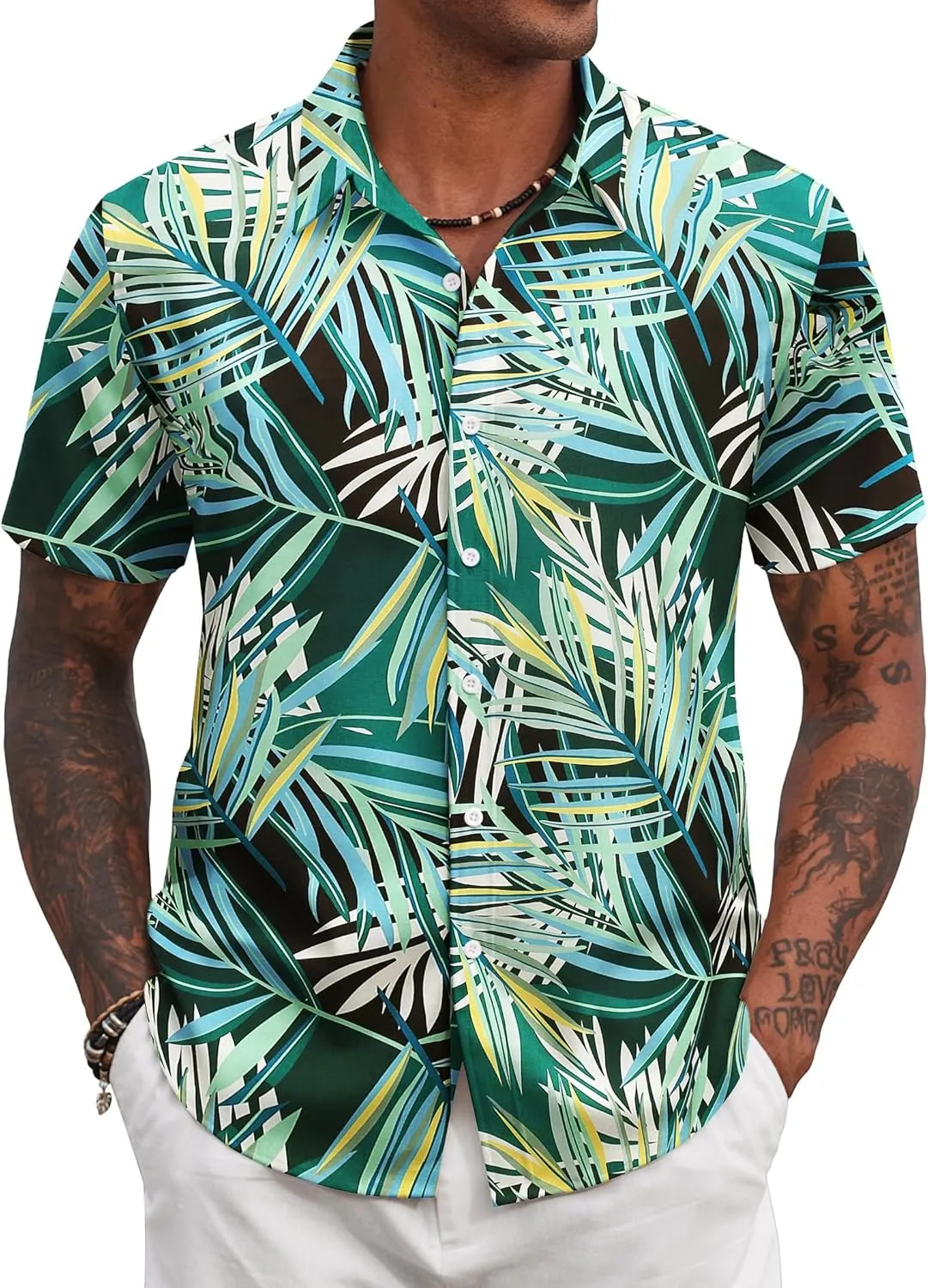 COOFANDY Mens Hawaiian Shirts Short Sleeve Tropical Button Down Shirt Floral Shirt Summer Beach Shirt