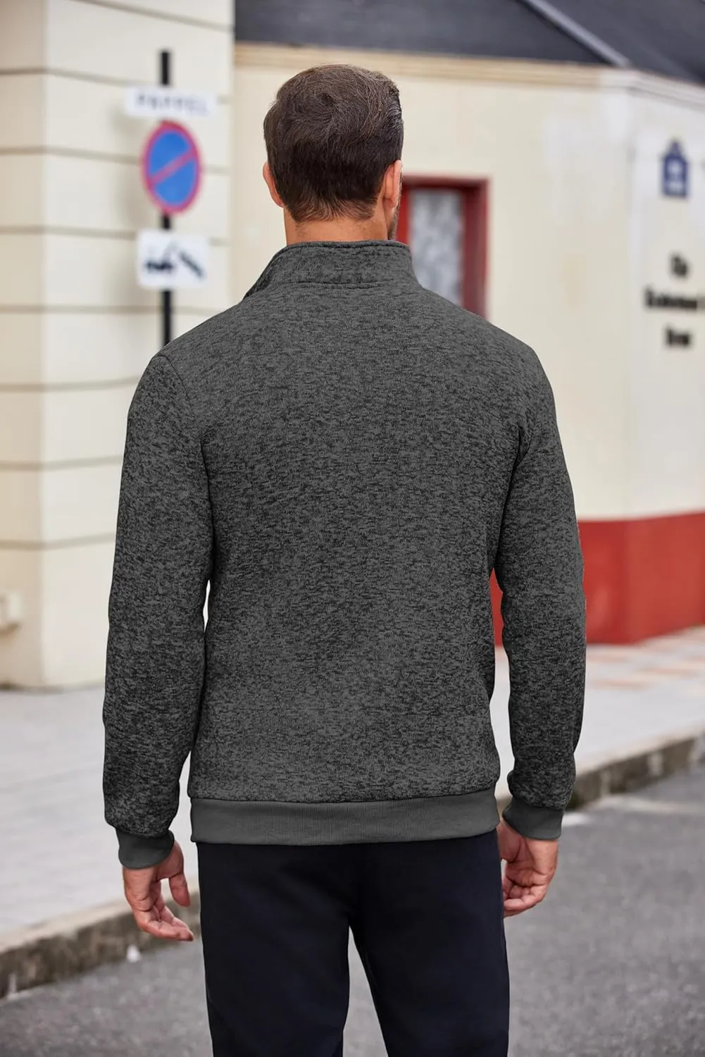 COOFANDY Men's Quarter Zip Pullover Casual Long Sleeve Sweater Slim Fit Sweater Mock Neck Polo Sweater
