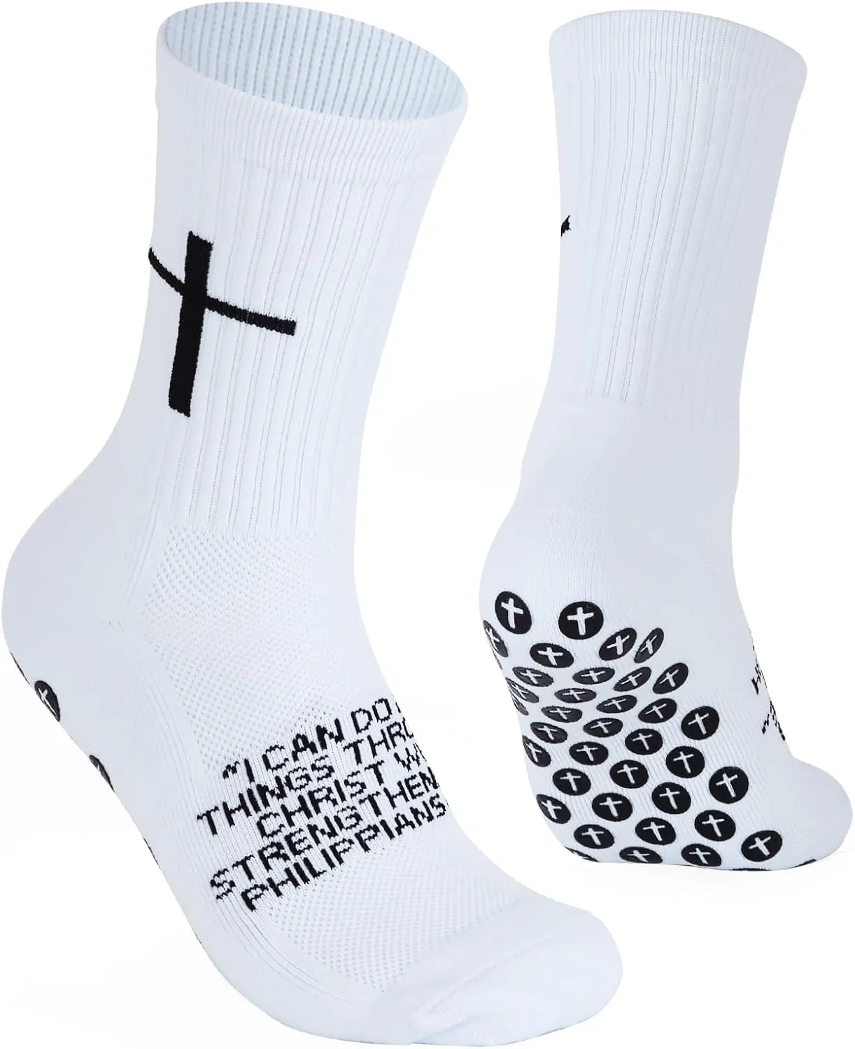 Cross Grip Soccer Socks - Anti-Slip Grips Sports Sock with Bible for US 6-13