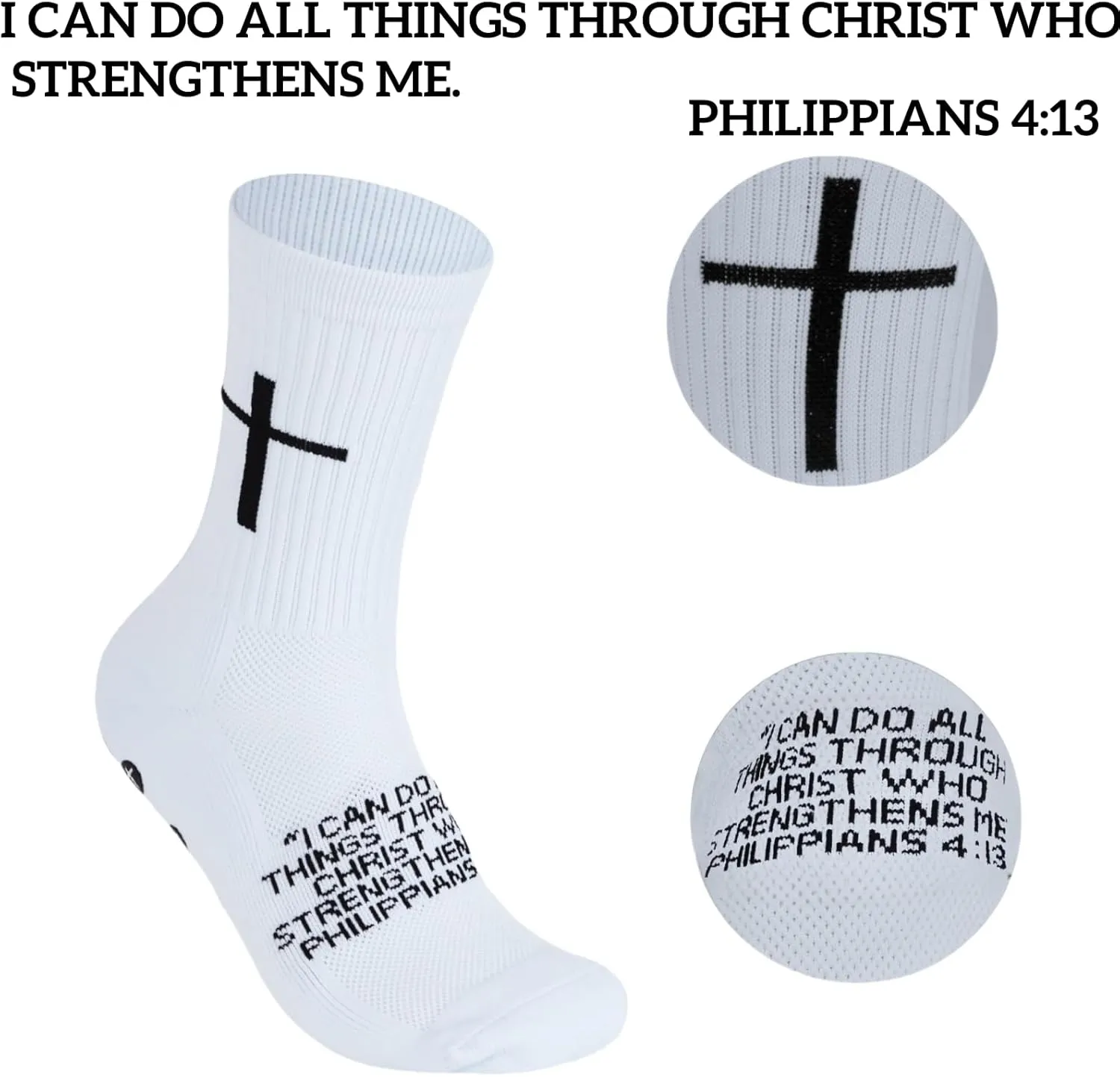 Cross Grip Soccer Socks - Anti-Slip Grips Sports Sock with Bible for US 6-13