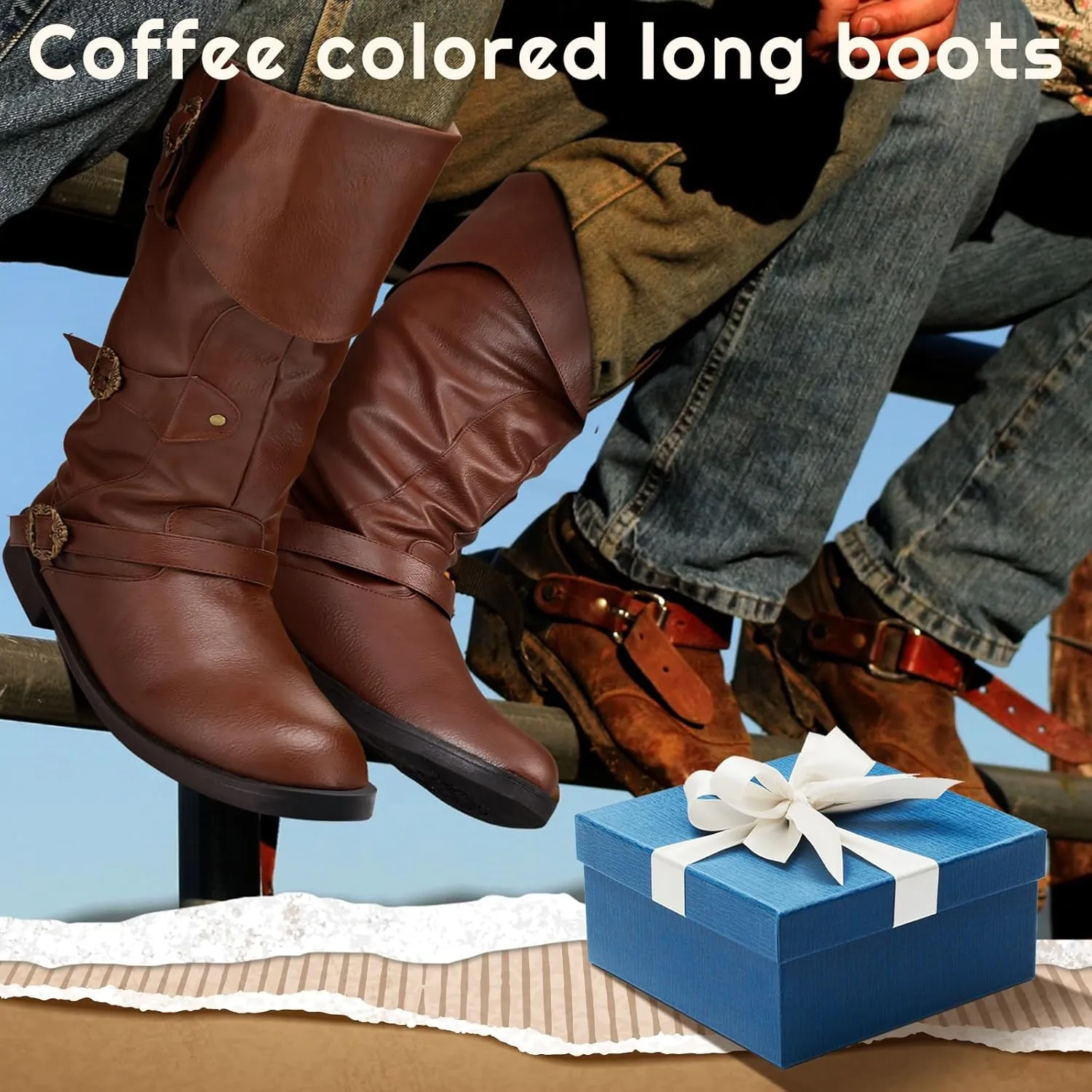 Cuffbow Pirate Costume Boots for Men Medieval Renaissance Steampunk Cosplay Boots Halloween Gothic Button Leather Shoes