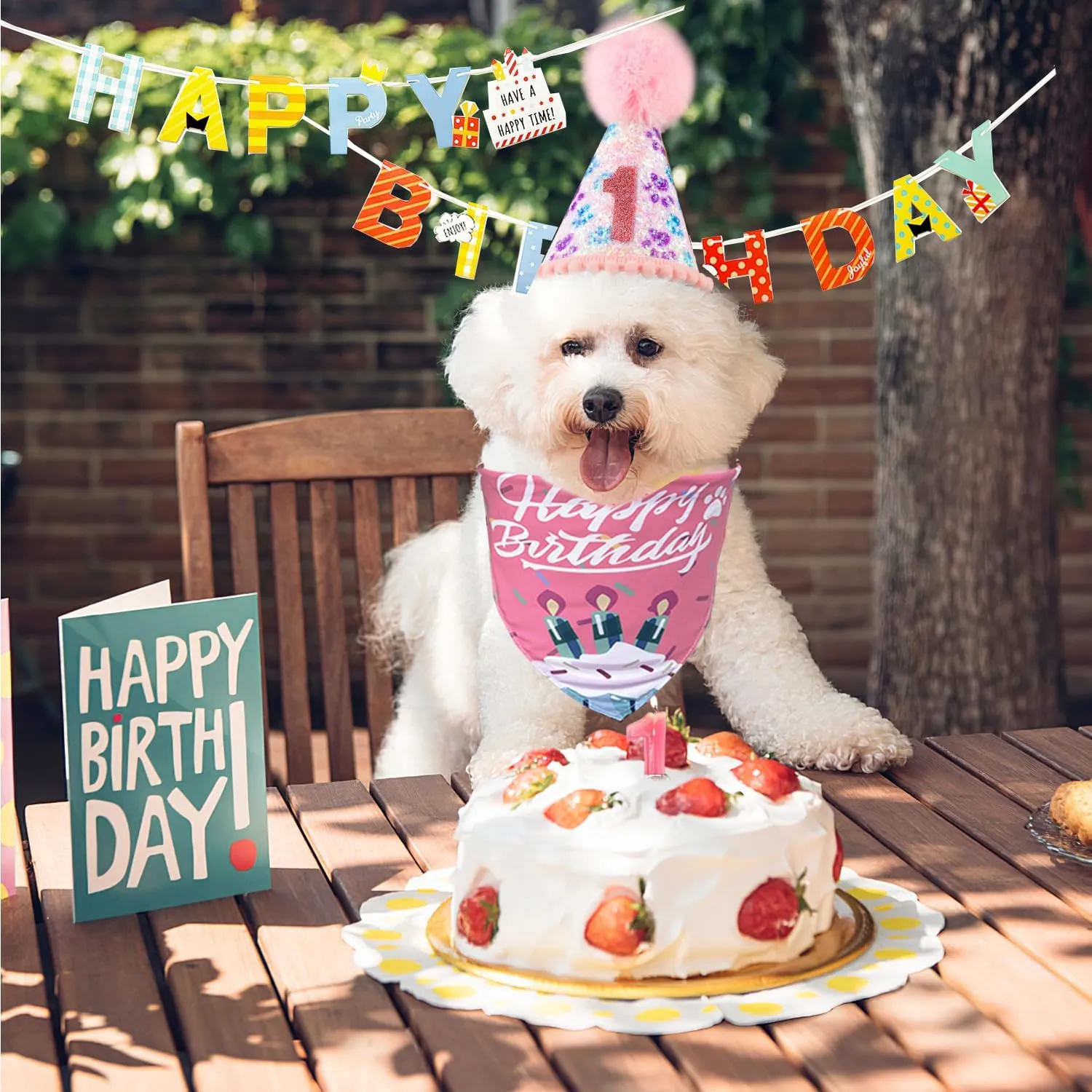 Dog Birthday Bandana Hat with Number Cute Party Supplies Dog Birthday Bandana for Small Medium Large Boy Girl Birthday Banner Blue Pink Pet Birthday Decoration Soft Triangle Scarf