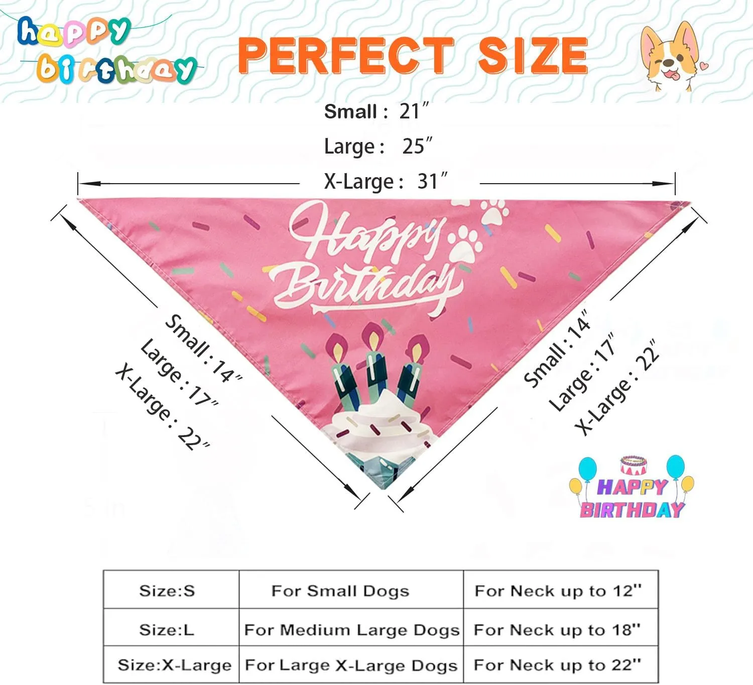 Dog Birthday Bandana Hat with Number Cute Party Supplies Dog Birthday Bandana for Small Medium Large Boy Girl Birthday Banner Blue Pink Pet Birthday Decoration Soft Triangle Scarf