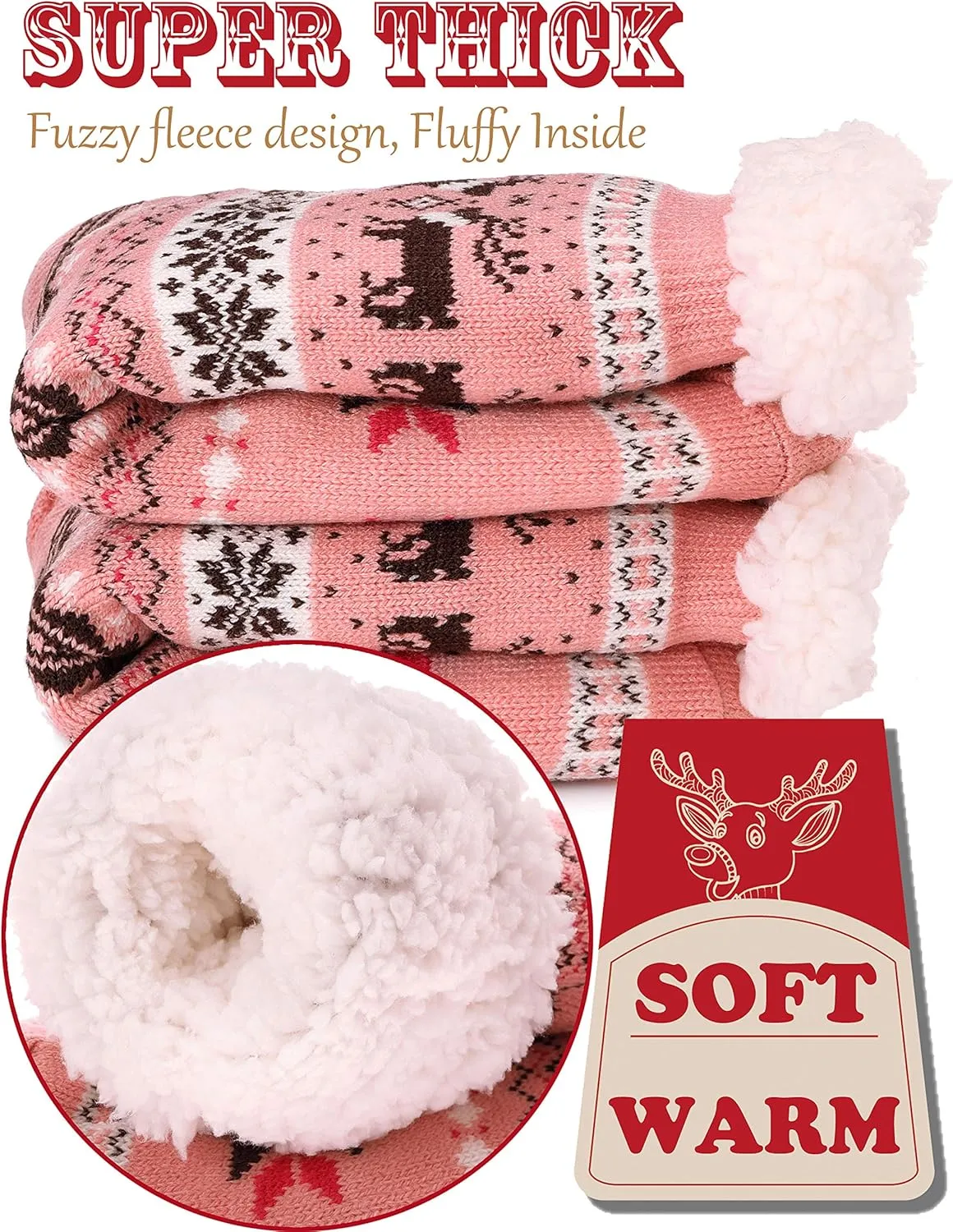 EBMORE Women Slipper Fuzzy Socks Fluffy Cozy Cabin Warm Winter Soft Thick Comfy Fleece Non Slip Home Socks