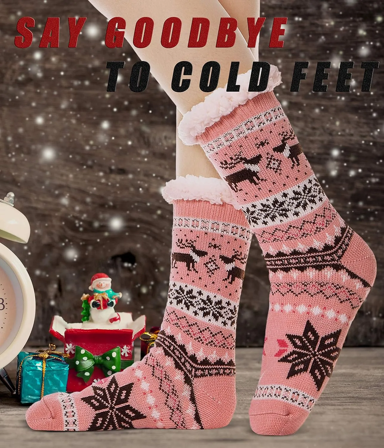 EBMORE Women Slipper Fuzzy Socks Fluffy Cozy Cabin Warm Winter Soft Thick Comfy Fleece Non Slip Home Socks