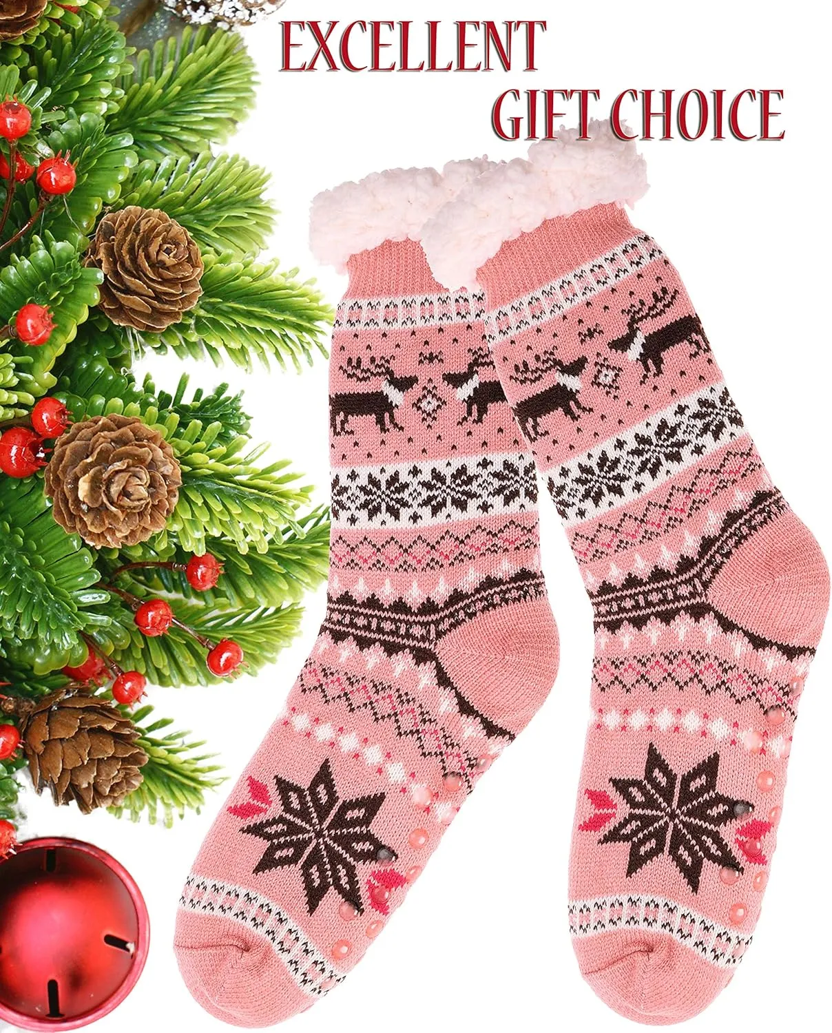 EBMORE Women Slipper Fuzzy Socks Fluffy Cozy Cabin Warm Winter Soft Thick Comfy Fleece Non Slip Home Socks