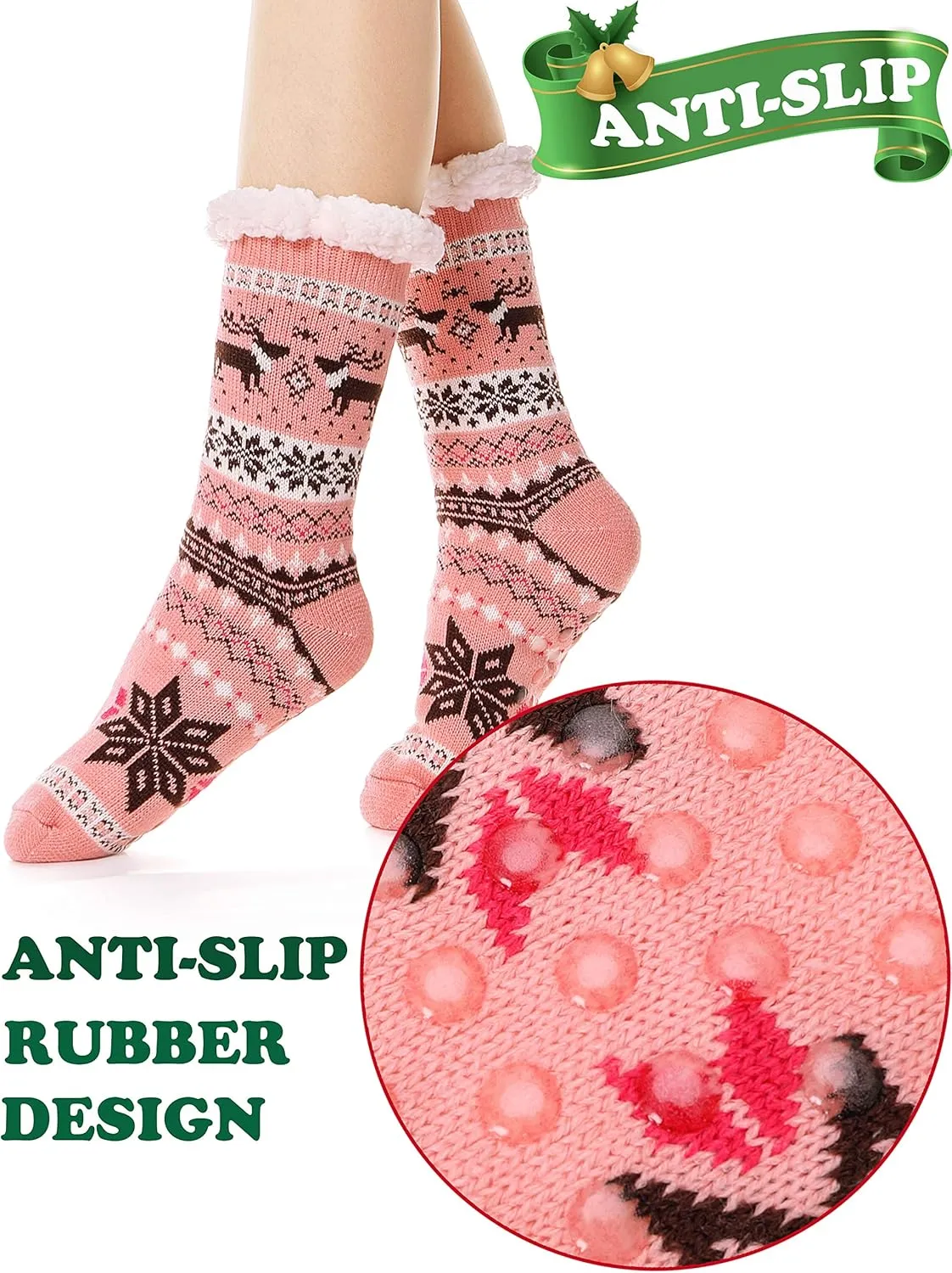 EBMORE Women Slipper Fuzzy Socks Fluffy Cozy Cabin Warm Winter Soft Thick Comfy Fleece Non Slip Home Socks