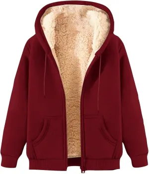 Fleece Jacket Men Fleece Jacket Women Unisex Fall Winter Warm Plush Lined Sherpa Cardigan Casual Long Sleeve Hoodies