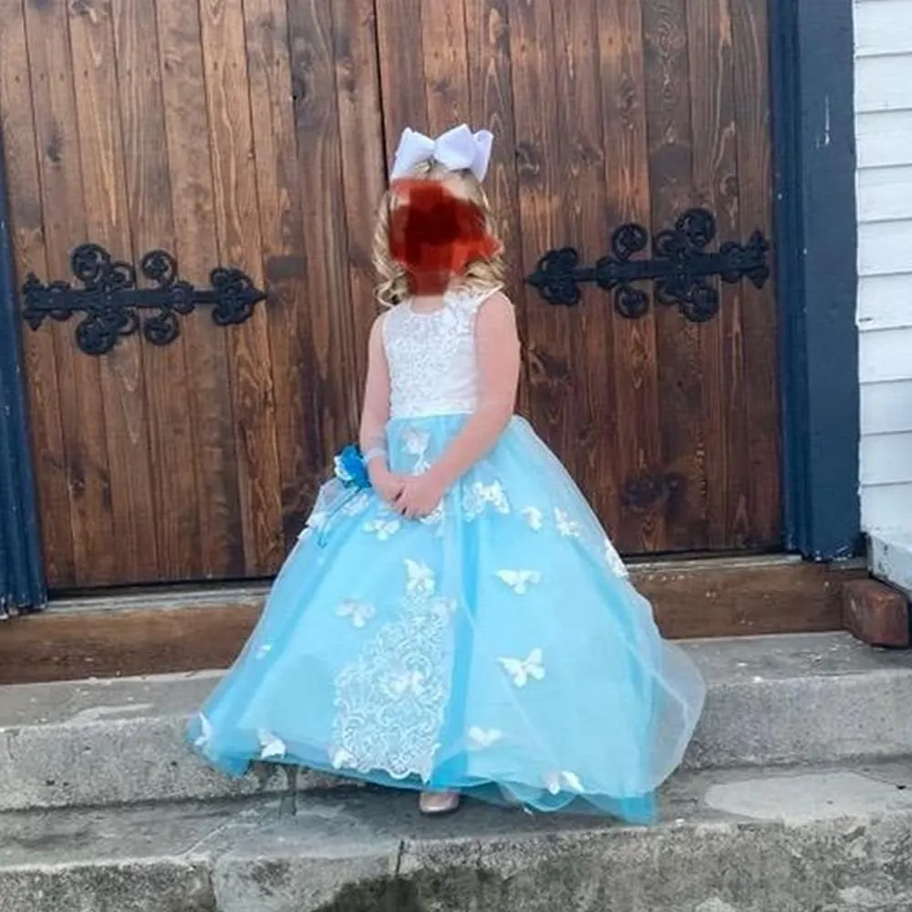 Flower Girl Dress Kids Lace Beaded Pageant Ball Gowns