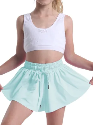 Flowy Shorts for Girls Athletic Running Biker Shorts Preppy Youth Butterfly Shorts