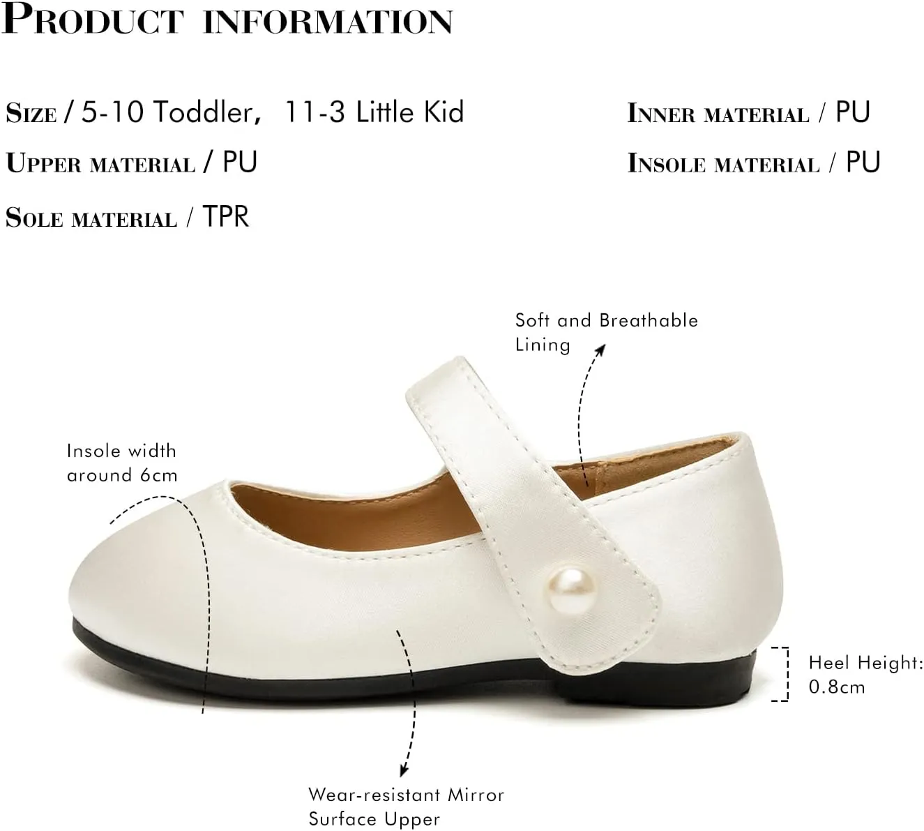 FUNKYMONKEY Toddler/Little Girl Mary Jane Dress Shoes Casual Slip on Ballet Flat