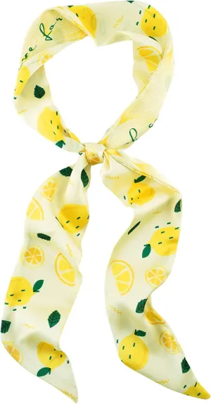 GERINLY Tropical Fruit Skinny Hair Scarf for Spring Cute Neck Ribbon Scarf Headband Long Reversible Purse Scarf