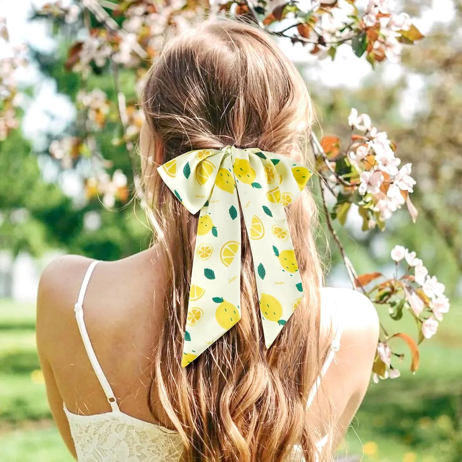 GERINLY Tropical Fruit Skinny Hair Scarf for Spring Cute Neck Ribbon Scarf Headband Long Reversible Purse Scarf