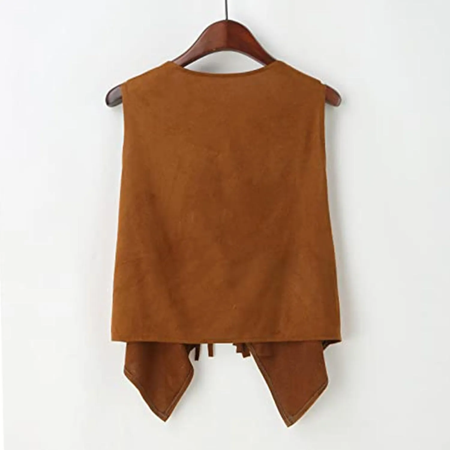 Girls Faux Suede Tassels Vest Western Cardigan Jacket Vests Sleeveless Fringe Hippie Button Up Cowgirl Boho Tops