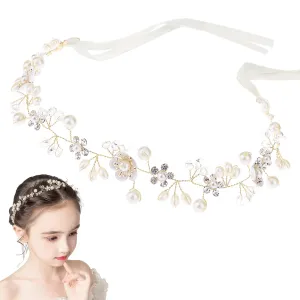 Girls' Pearl Wedding & Communion Headpiece - Flower Girl Hair Accessory