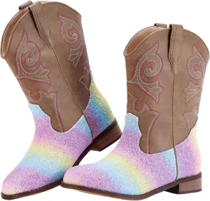 Glitter Girls Cowboy Boots Cowgirl Boots Kids Western Boot Round Toe with Walking Heel for Toddler/Little Kid/Big Kid