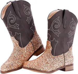 Glitter Girls Cowboy Boots Cowgirl Boots Kids Western Boot Round Toe with Walking Heel for Toddler/Little Kid/Big Kid