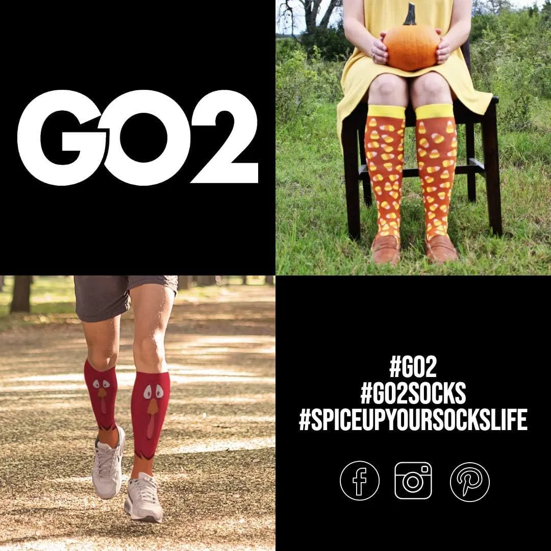Go2Socks Holiday Compression Socks | Women Men Nurses Runners | 15-20 mmHg Medical Stockings