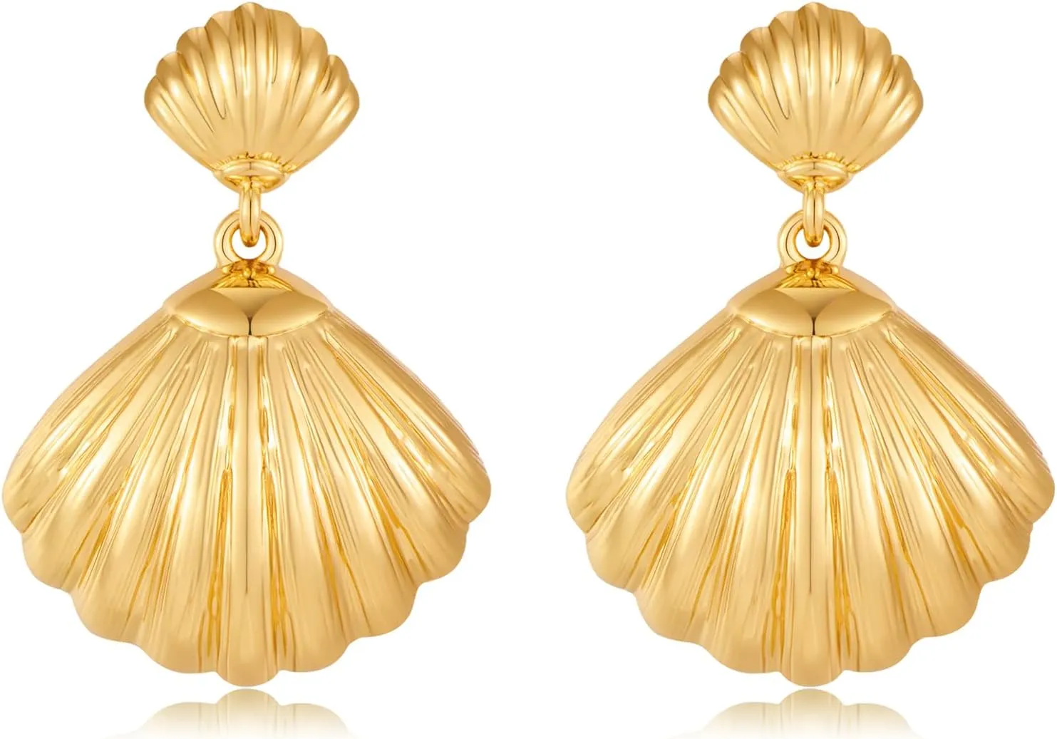 Gold Sliver Shell Earrings for Women Trendy Gold Dangle Earrings Beach Jewelry for Birthday