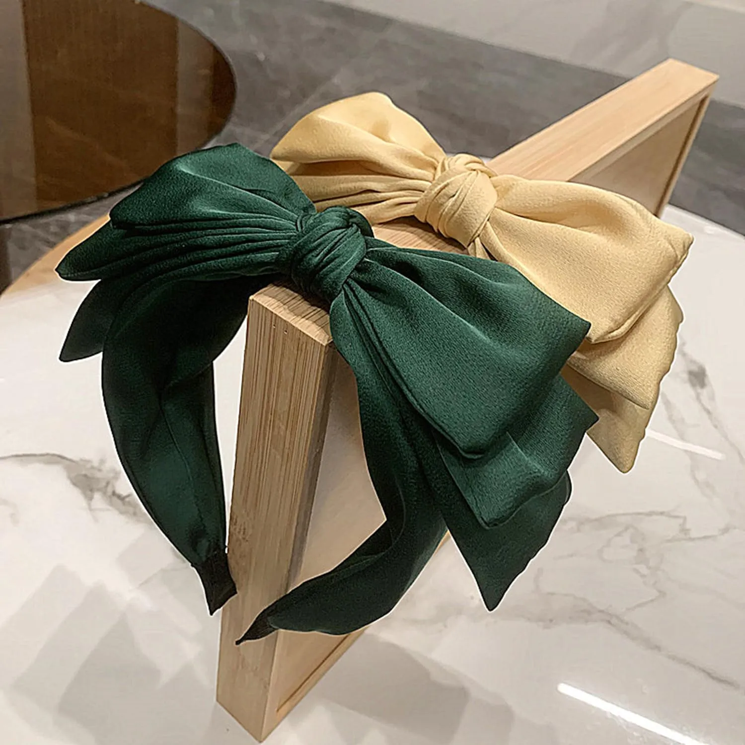 Green Three layer Bow Headbands for Women Big Bowknot Christmas Green Headbands Cute green hair accessories for girls