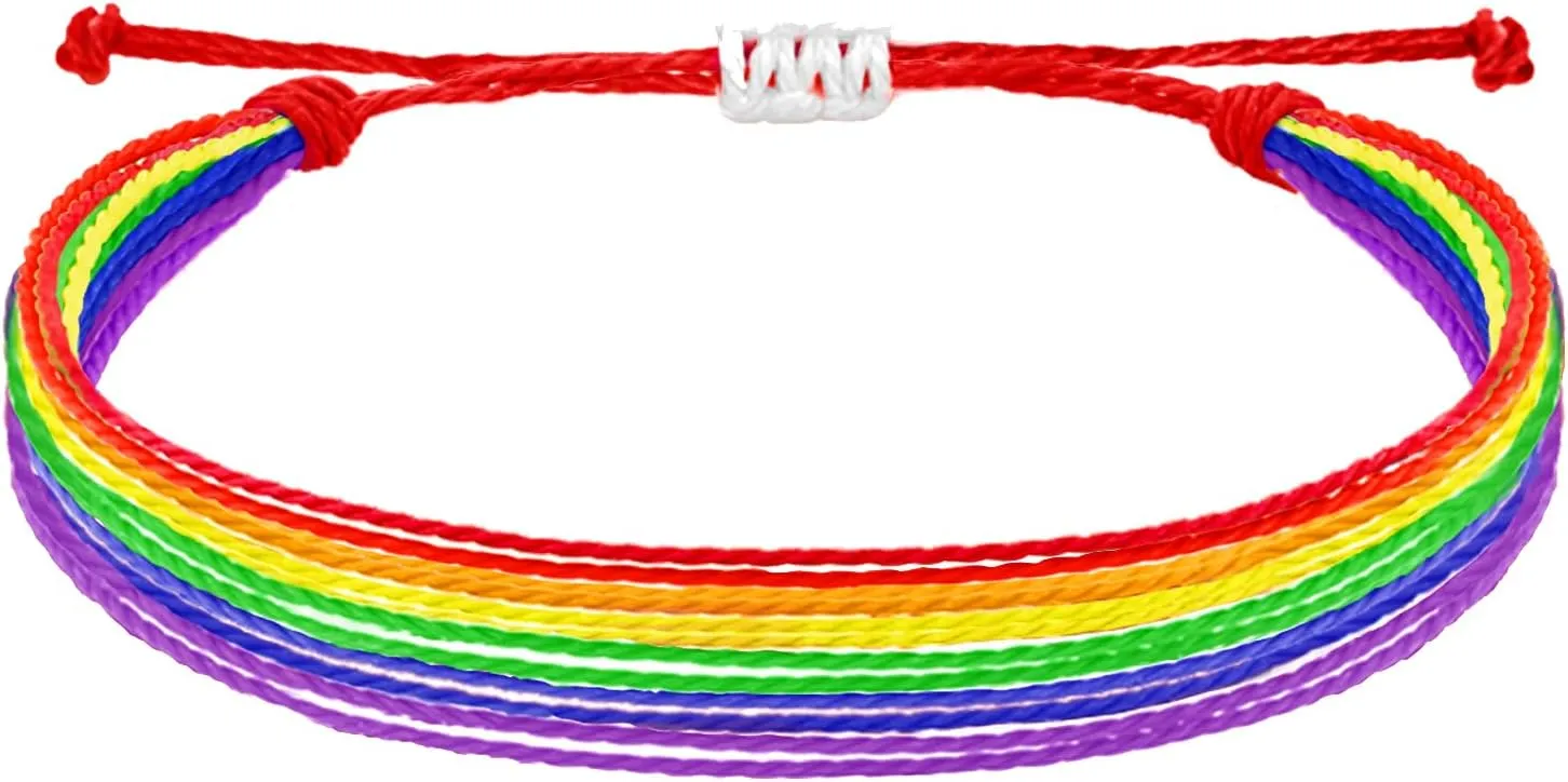 Handmade Pride Bracelets LGBTQ Rainbow Trans Bracelets Gay Lesbian Bisexual String Bracelets Set for Women Pride Accessories Gifts