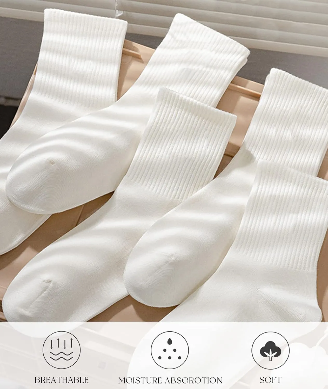 HAVE A TREE 3-6 Pack Womens Crew Lightweight Thin Casual Calf Socks Size 6-11