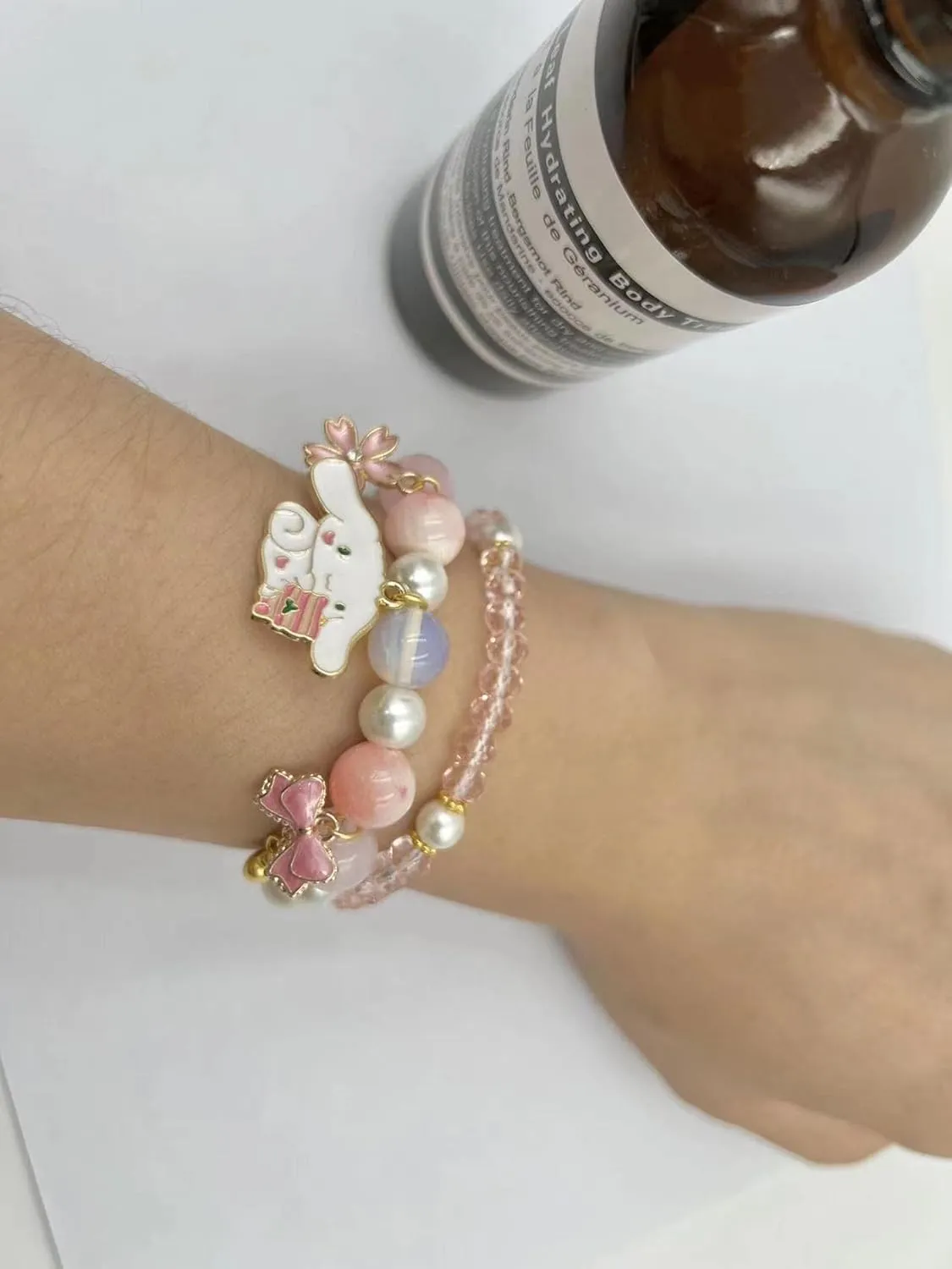 INENIMARTJ Matching Bracelets Set Crystal Beads Bracelet Cute Cartoon Elastic Beaded Pearl Bracelets Jewelry for Women Bff Friendship
