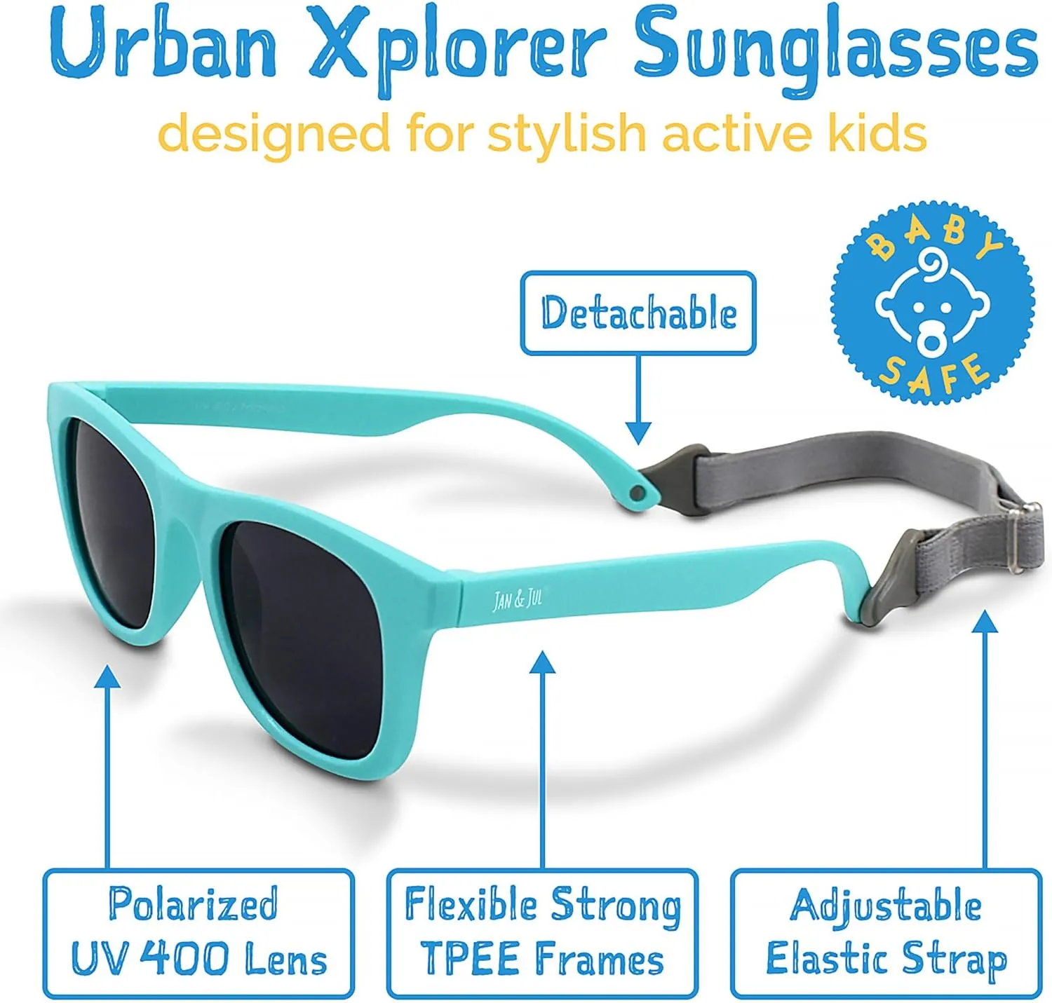 JAN & JUL Baby Toddler Kids Flexible UV-400 Polarized Sun-glasses with Strap for Girls Boys