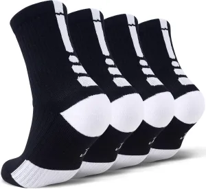 JHM Kids Athletic Sport Sockcs Team Basketball Soccer Crew Socks For Ages 4 to 16