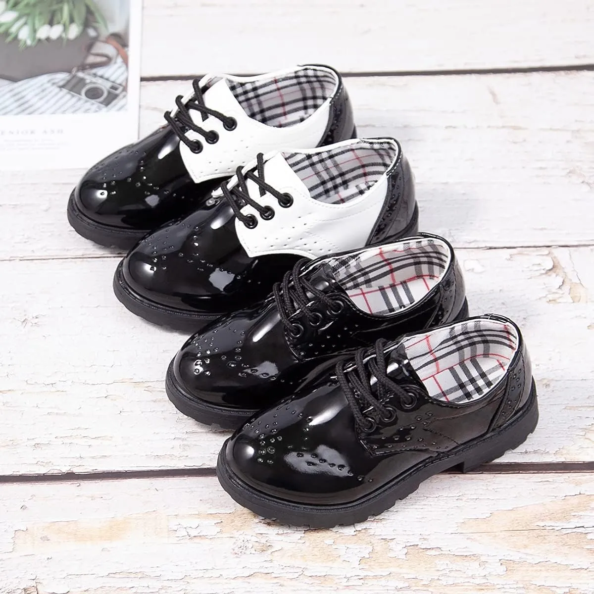 KIDSUN Toddler Boy??s Girl??s Dress Shoes Comfort Lace-Up Oxford School Uniform Shoes Loafer Flats (Toddler/Little Kid) E-Black
