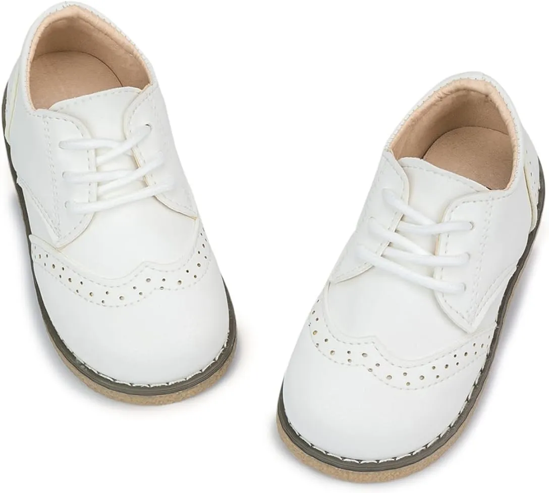 KIDSUN Toddler Boy??s Girl??s Dress Shoes Comfort Lace-Up Oxford School Uniform Shoes Loafer Flats (Toddler/Little Kid) E-Black