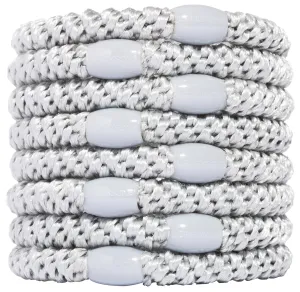 L. Erickson Grab & Go Pony Hair Ties - Silver Grey - 8 Pack Grab and Go Ponytail Holders - Hair Ties No Damage - White Color Hair Bands Hair Accessories for Women