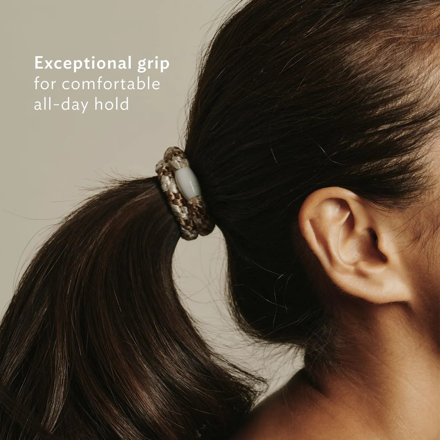 L. Erickson Grab & Go Pony Hair Ties - Silver Grey - 8 Pack Grab and Go Ponytail Holders - Hair Ties No Damage - White Color Hair Bands Hair Accessories for Women