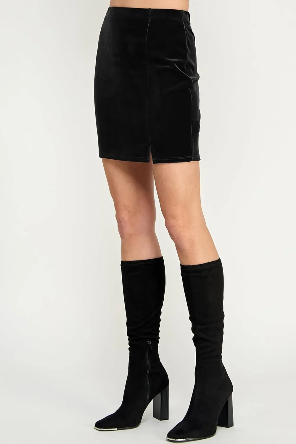 LaClef Women's Mini Fitting Split Skirt