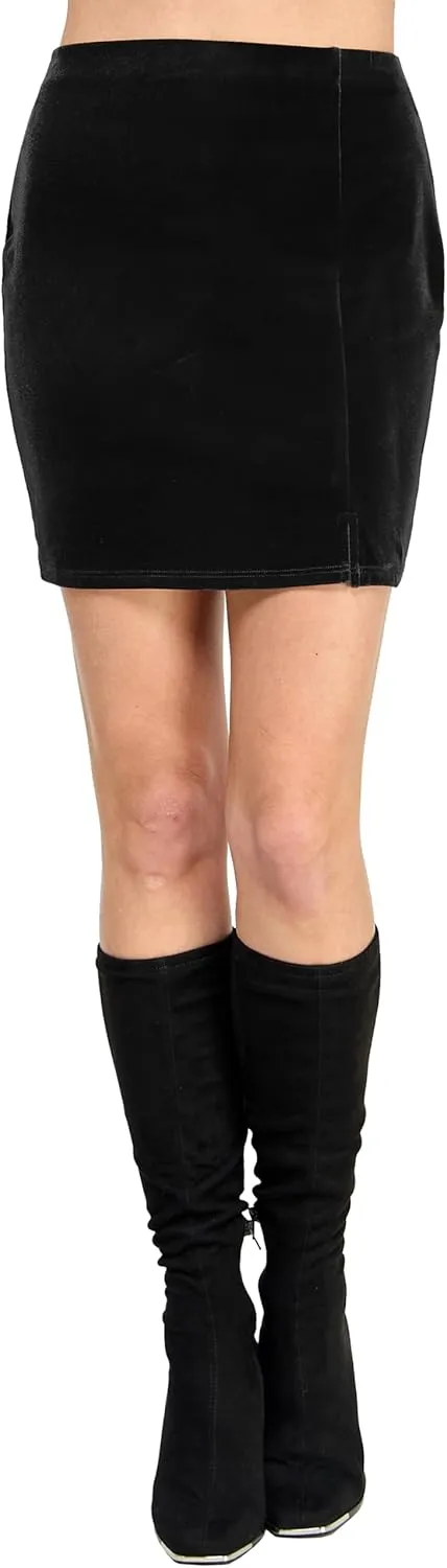LaClef Women's Mini Fitting Split Skirt
