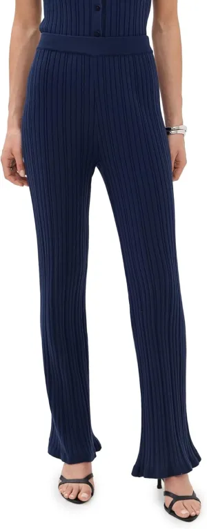 LE BOP Women's Ribbed Flare Pants