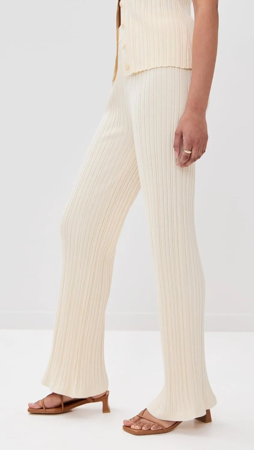 LE BOP Women's Ribbed Flare Pants