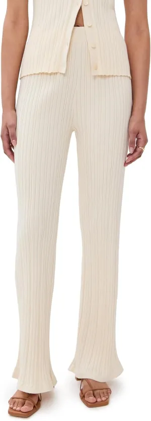 LE BOP Women's Ribbed Flare Pants