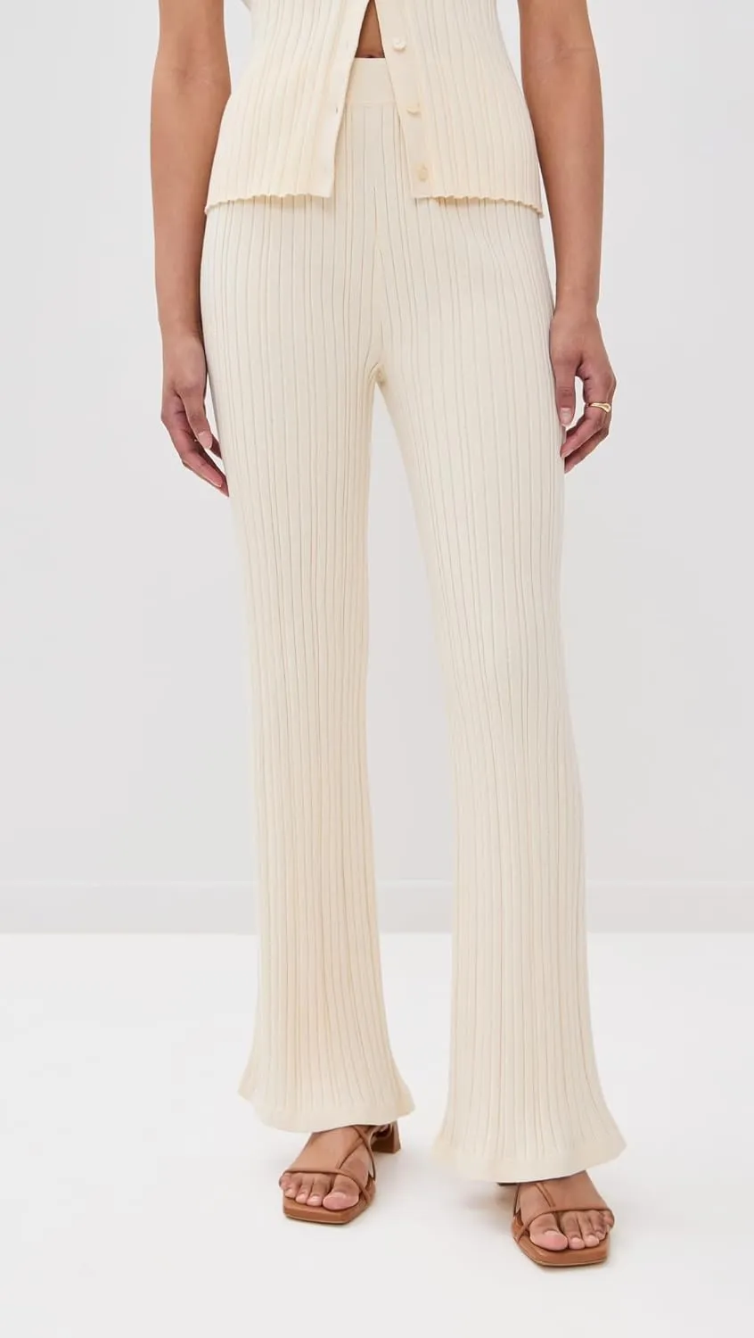 LE BOP Women's Ribbed Flare Pants