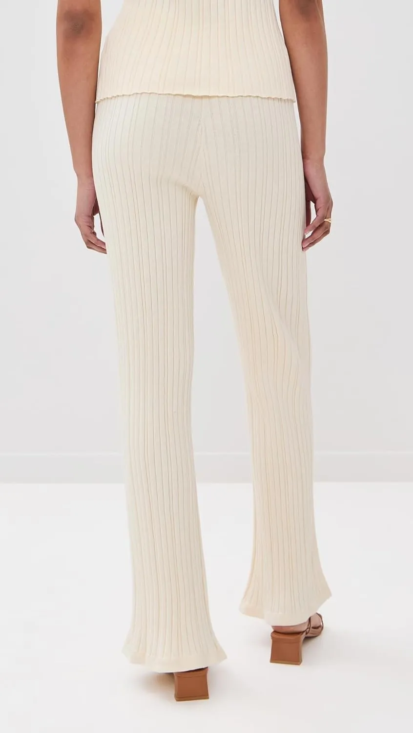 LE BOP Women's Ribbed Flare Pants