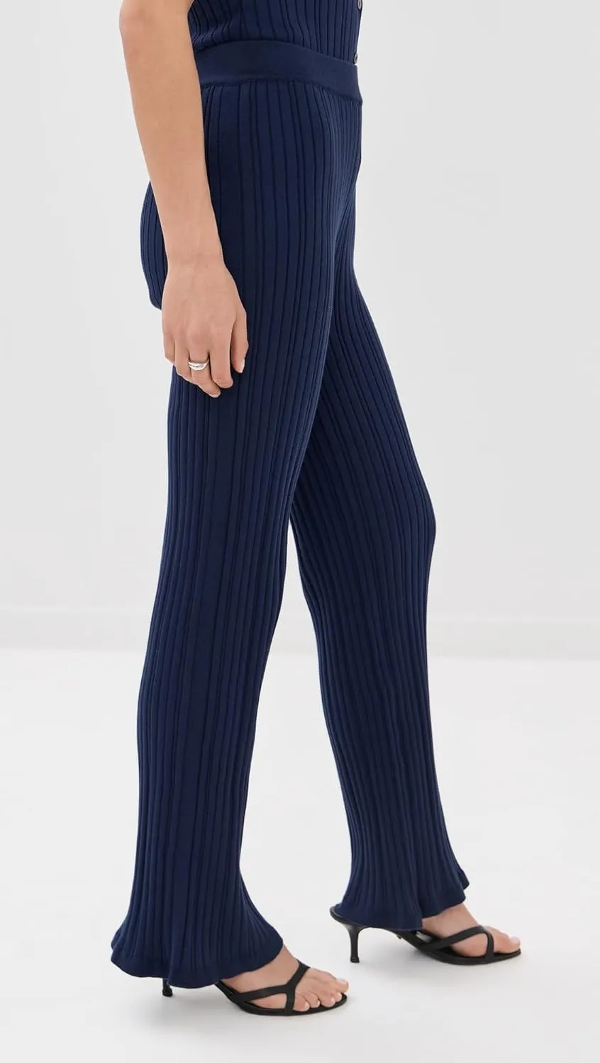 LE BOP Women's Ribbed Flare Pants