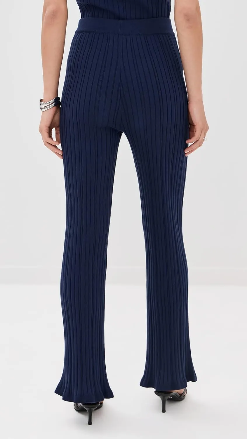 LE BOP Women's Ribbed Flare Pants