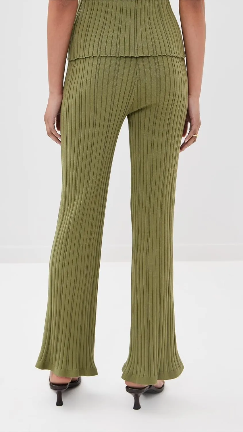 LE BOP Women's Ribbed Flare Pants