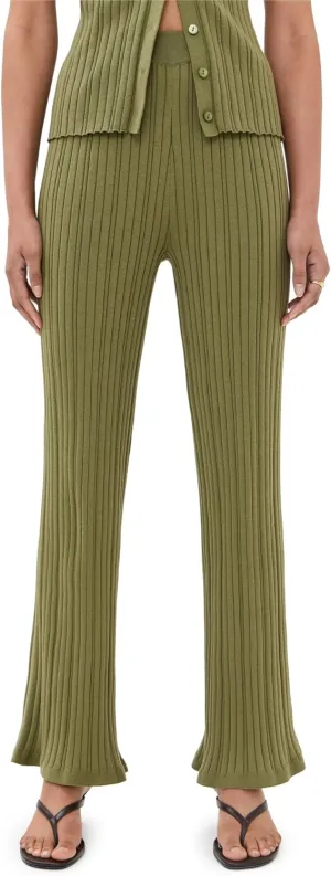 LE BOP Women's Ribbed Flare Pants