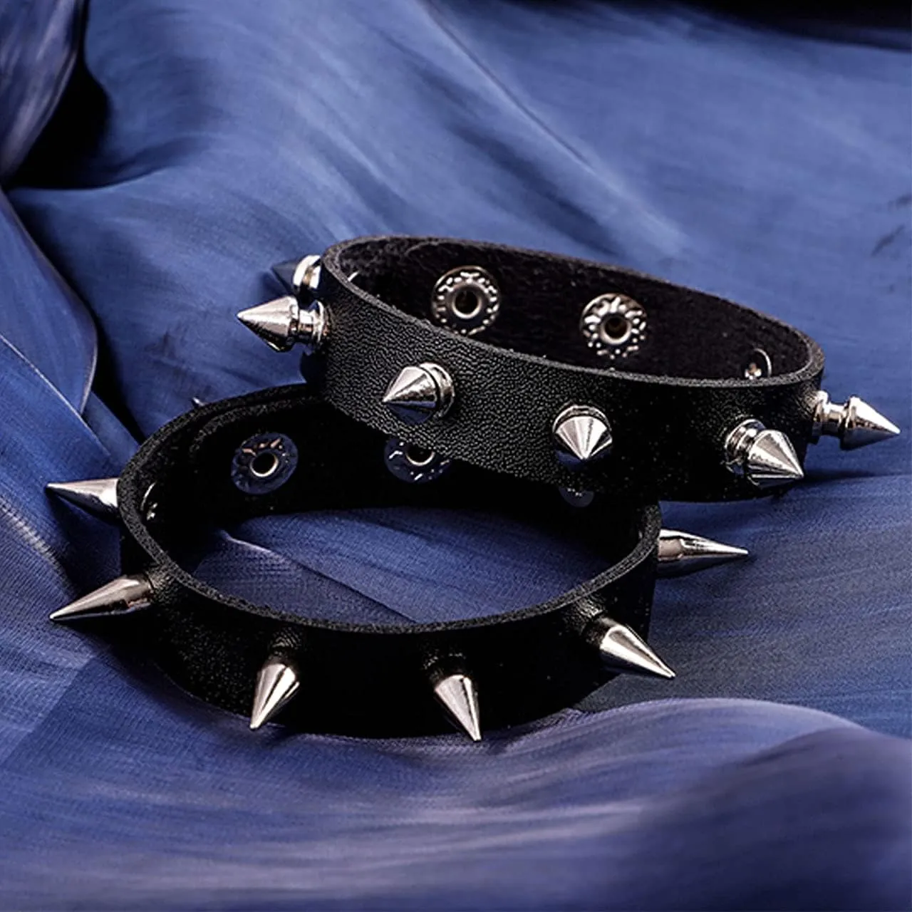 Leather Cuff Bracelet Punk Bracelet Rock Braided Rivets Wristband for Men Women Adjustable