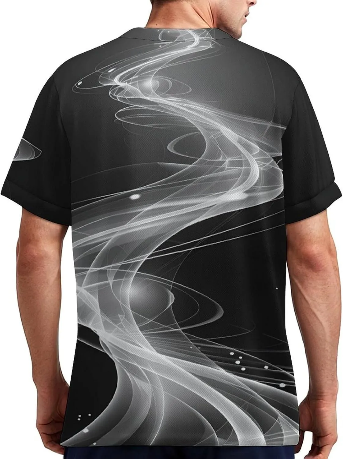 Light Streak Black and White Abstract Line Mens Shirts V Neck Short Sleeve T-Shirts Summer Tops Graphic Tees