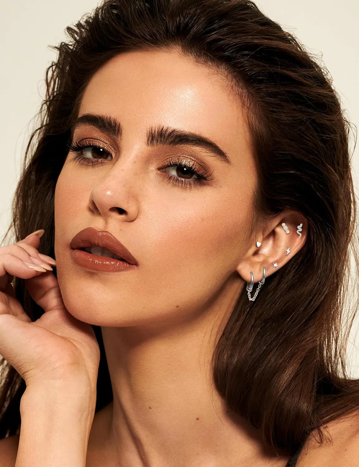 LOLIAS 20G Cartilage Earrings Set for Women Men Surgical Steel Helix Earrings Cute CZ Opal Star Heart Snake Small Hypoallergenic Flat Back Stud Earrings Hoop Chain Dangle Conch Daith Helix Tragus Cartilage Piercing Jewelry 33Pcs