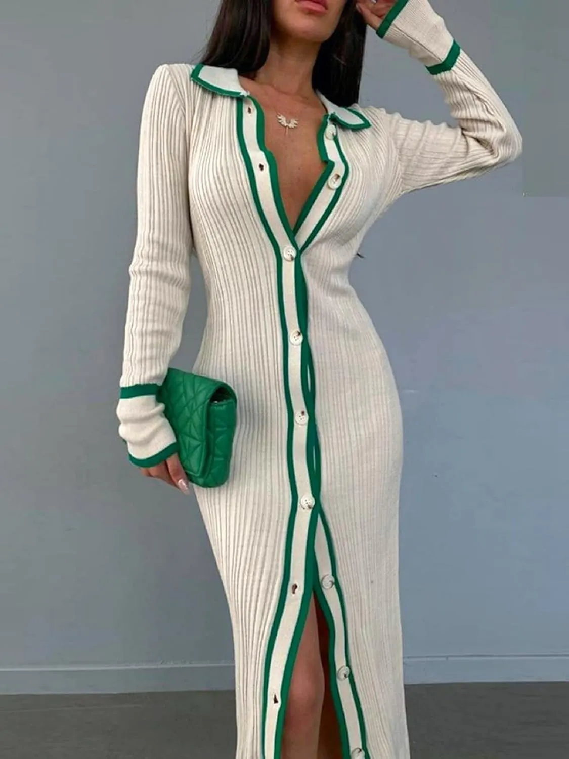 Long sweater dress for women Bodycon Sweater Dresses Botton Down Slim fit Cardigan dress Knit Sweater Dresses