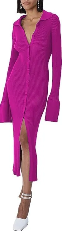 Long sweater dress for women Bodycon Sweater Dresses Botton Down Slim fit Cardigan dress Knit Sweater Dresses